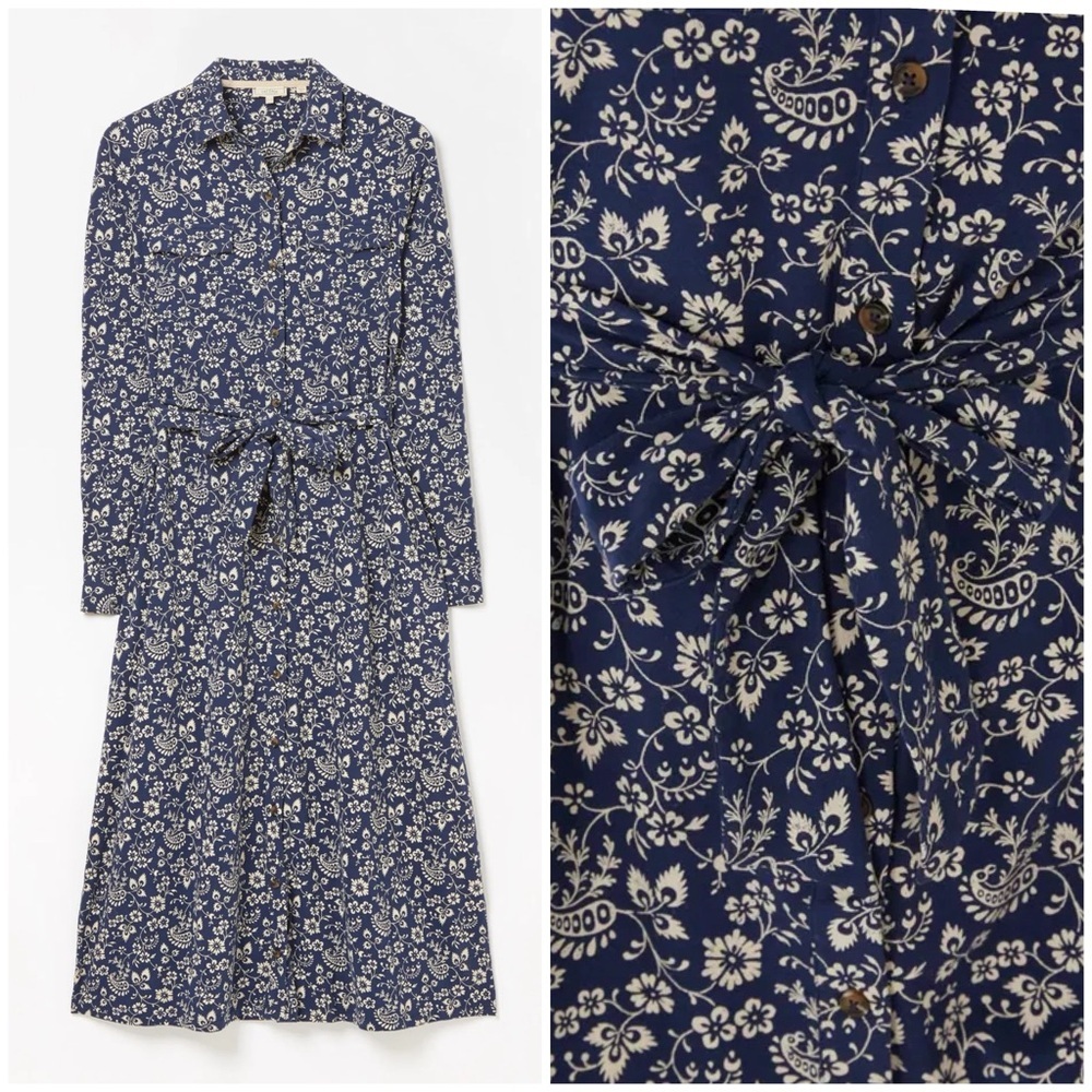 FatFace Sarah Cotton Floral Paisley Midi Shirt Dress Size US2